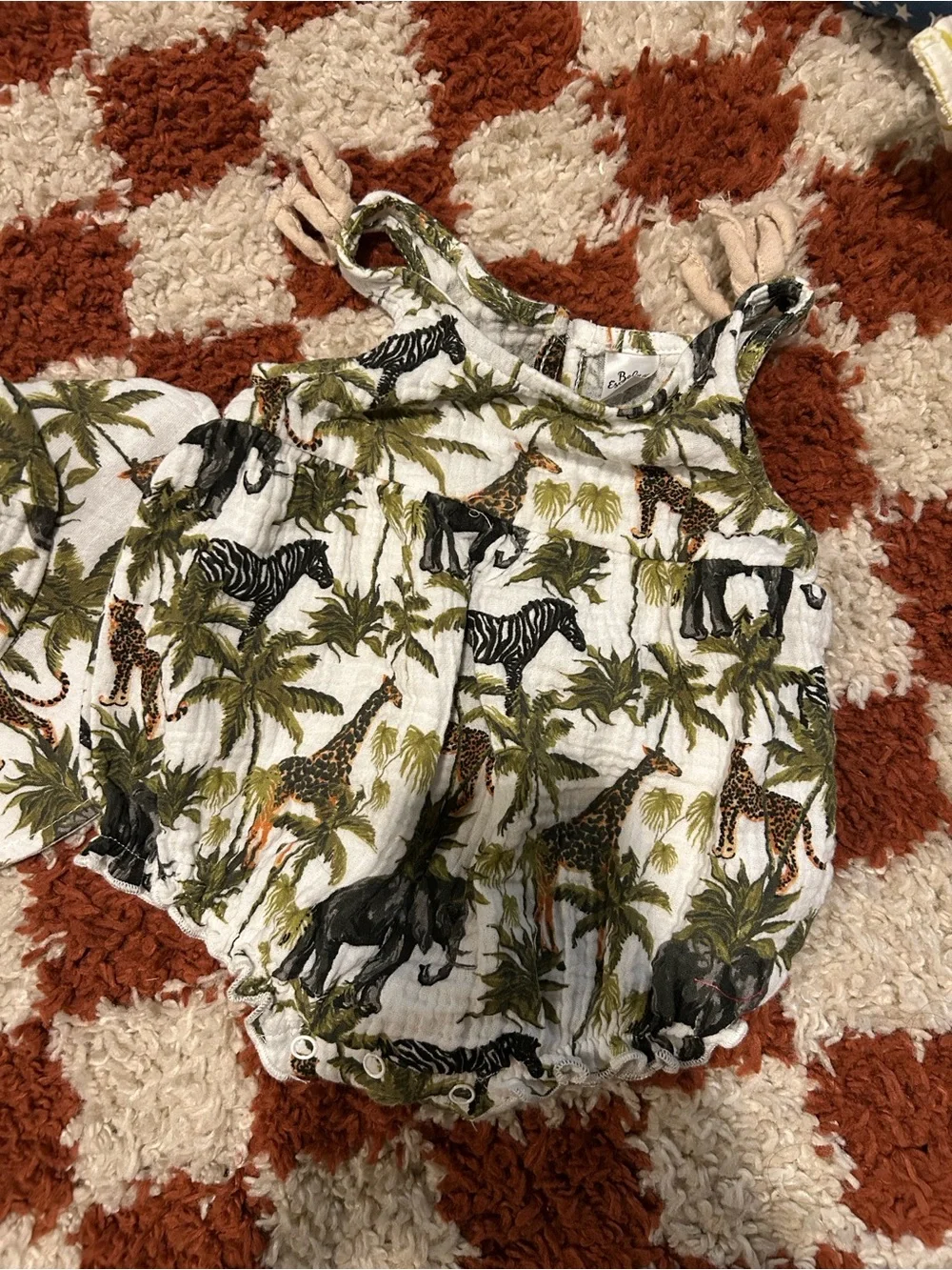 Baby Essentials Kids Jungle Animal Romper in White & Green